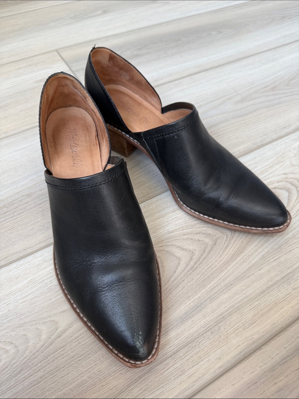 Madewell Black Leather Pointed Mule Clogs size 8